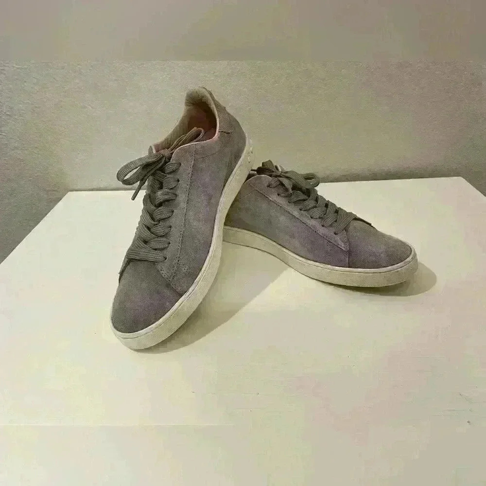 Tod's Trainers Sneakers Womens Beige Suede Studded Low Top Lace Up Size 7.5 - Picture 6 of 10